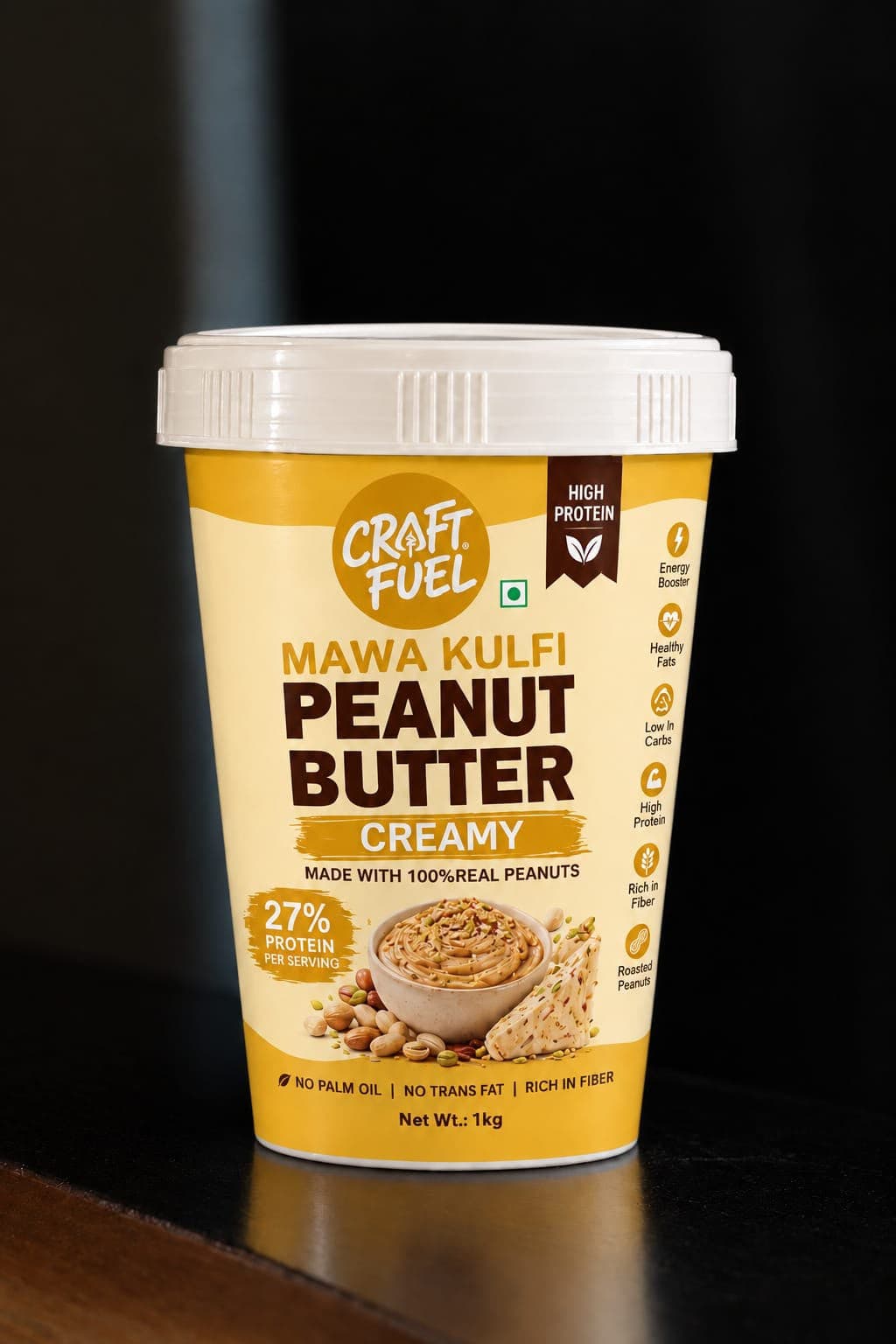 CraftFuel Mawa Kulfi Peanut Butter Creamy 1kg tub